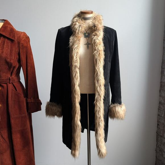 Vintage Afghan Penny Lane Fur Leather Suede Modern Furry Jacket Coat 70s 80s - Picture 12 of 13